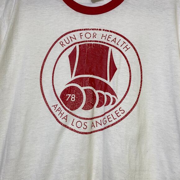 Vintage Apha Los Angeles Mens Single Stitch Graphic Ringer T Shirt 1978 - Picture 5 of 7